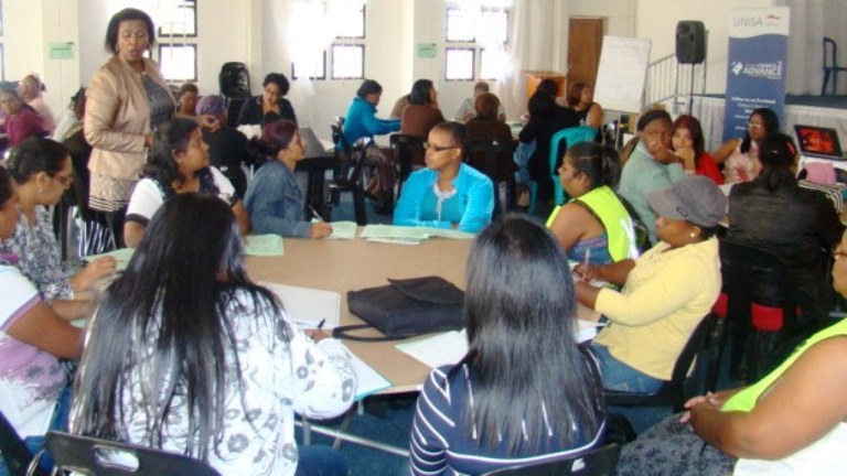 Facilitator Dr Jane Sethusha from the Department of Early Childhood Development & Education engaging with participants in the Early Childhood Development workshop